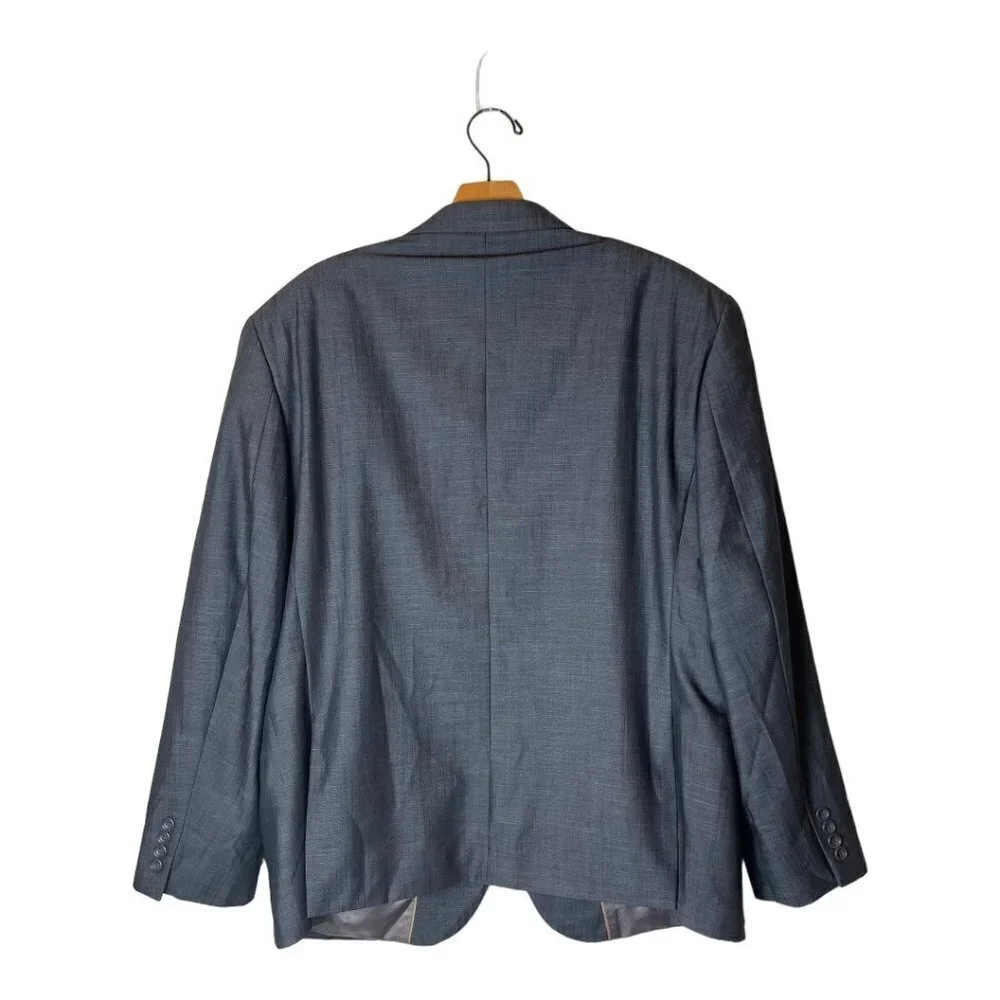 Caravelli Collezione Gray Single Breasted Two Button Close Oxford Blazer Size 44